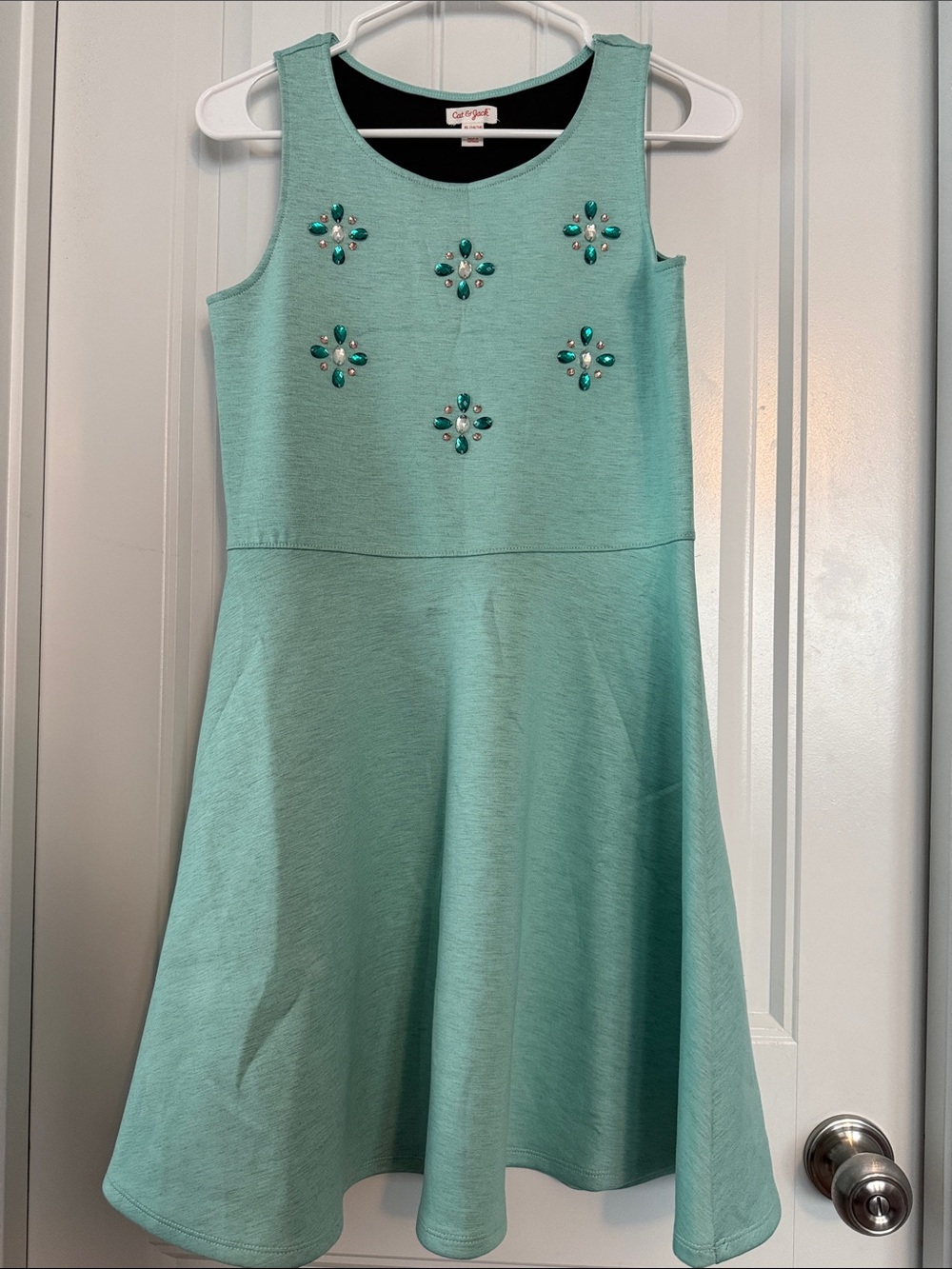 Cat & Jack Mint Green Jewel-Appliqué Sleeveless Dress